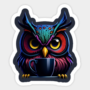 OWL AND COFFEE CUP Sticker